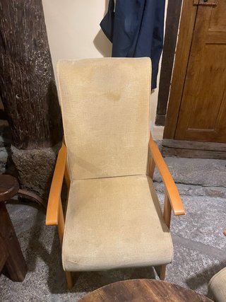Conjunto 3 sillones vintage tela y madera