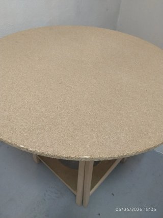Mesa camilla redonda 80cm y enaguas chocolate