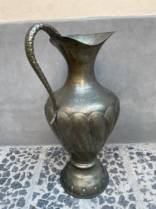 Vaso artigianale rame argentato lavorato a mano