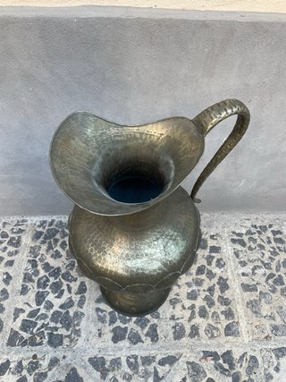 Vaso artigianale rame argentato lavorato a mano
