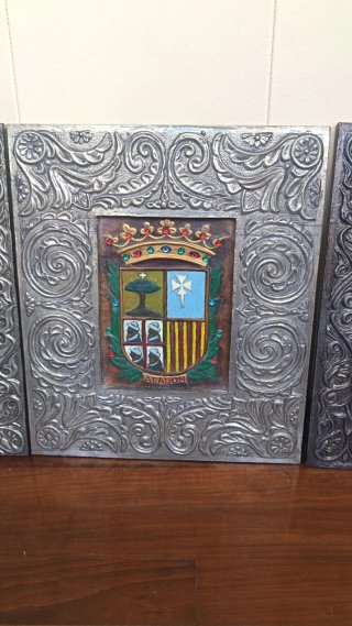 Escudo Zaragoza Aragón Virgen Pilar Metal Madera