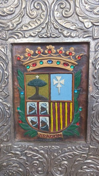 Escudo Zaragoza Aragón Virgen Pilar Metal Madera
