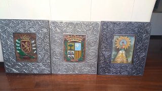 Escudo Zaragoza Aragón Virgen Pilar Metal Madera
