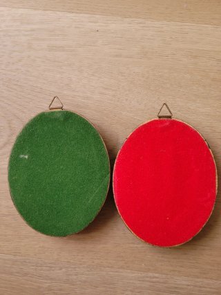 Coppia Cornici Ovale Dipinti Fiori Legno