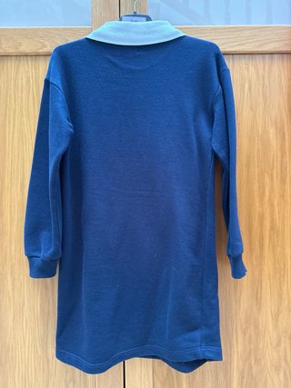 Vestido niña OVS azul con cuello blanco. Talla 7/8