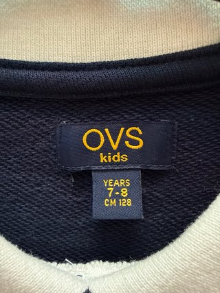 Vestido niña OVS azul con cuello blanco. Talla 7/8