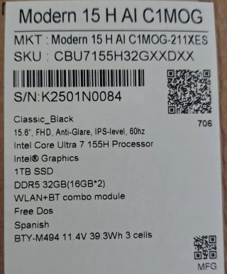 MSI Modern 15 H AI (Ultra 7 155H | 32GB | 1TB)