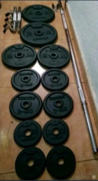 Kit de pesas 62kg barra 200cm mancuernas discos