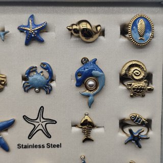 1pz 1x Anello Acciaio Inox Vari Modelli Mare