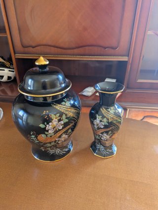 Juego Jarrones Negros Decorativos