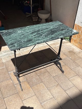 Tavolo da Giardino in Ferro e Marmo Verde