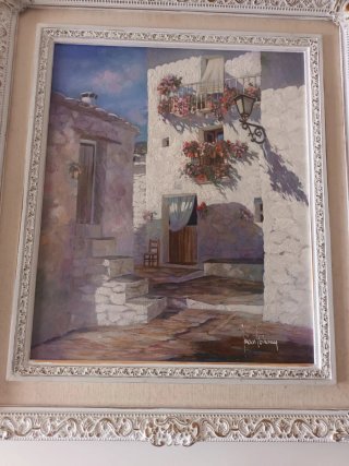 Cuadro Pueblo Blanco Marco Madera