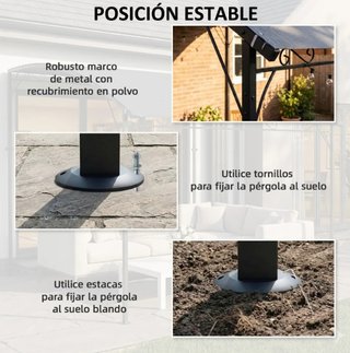 Pérgola de pared 2,8x3,8m