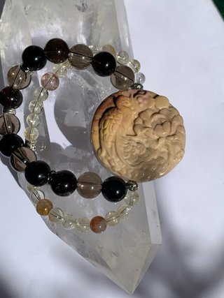 Pulsera Doble Fénix｜Cuarzo Ahumado & Cuarzo Dorado