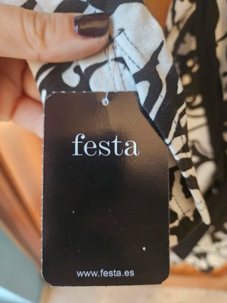 Vestido Festa Blanco y Negro T.42