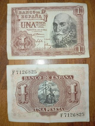 Billete de 1 Peseta de 1953 Marqués de Santa Cruz