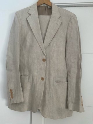 Trajes tipo lino hombre beige