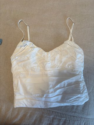 Top Zara blanco tirantes fruncido