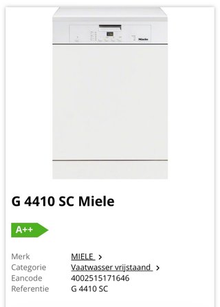 Lavavajillas Miele G 4210 SC Independiente Blanco