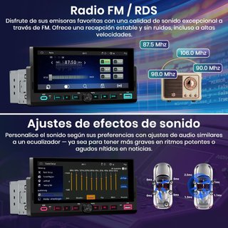 Radio 1DIN CarPlay/AA con cámara HD