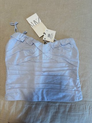 Top Zara tirantes cruzado azul