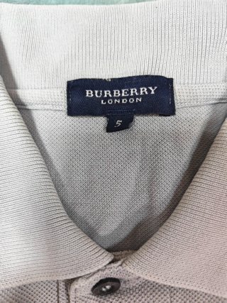 Polo Burberry Gris Logo Bordado Talla L