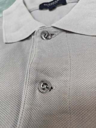 Polo Burberry Gris Logo Bordado Talla L