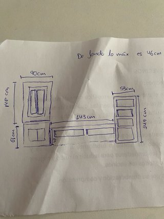 Mueble de salón TV y estanterías madera