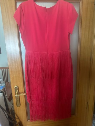 Vestido fiesta flecos fucsia