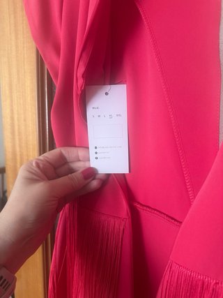 Vestido fiesta flecos fucsia