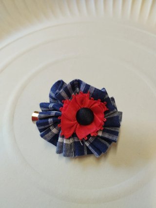 Pinza pelo blanco, azul y rojo