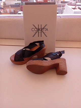 Sandalias Verano Cuña Negra