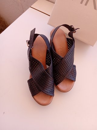 Sandalias Verano Cuña Negra