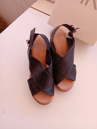 Sandalias Verano Cuña Negra