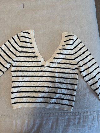 Jersey escote pico rayas punto manga larga