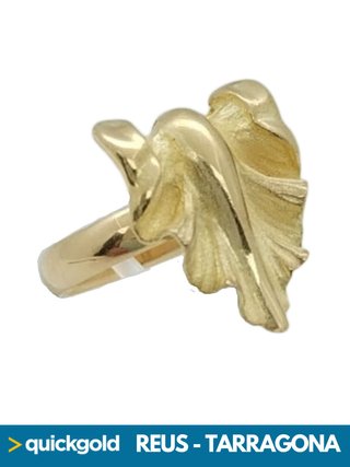 035-01000 ANILLO ORO 18K HOJA DE PARRA T14