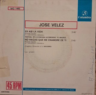 Lote de 2 vinilos SINGLES del cantante Jose Velez.