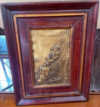 Cuadro antiguo relieve madre e hijo