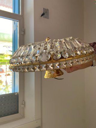 Lámpara de techo antigua metal dorado y cristal