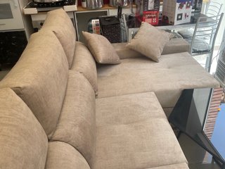 Sofá cama beige y gris