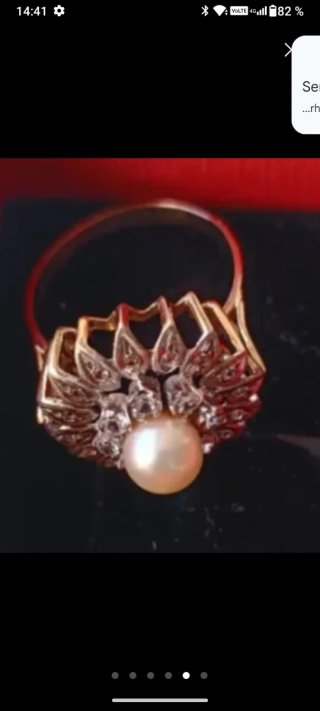 Anillo Oro Blanco Perla Natural Zafiros