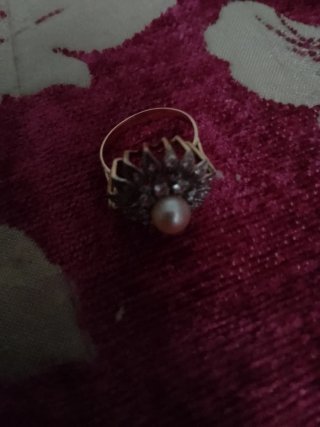 Anillo Oro Blanco Perla Natural Zafiros