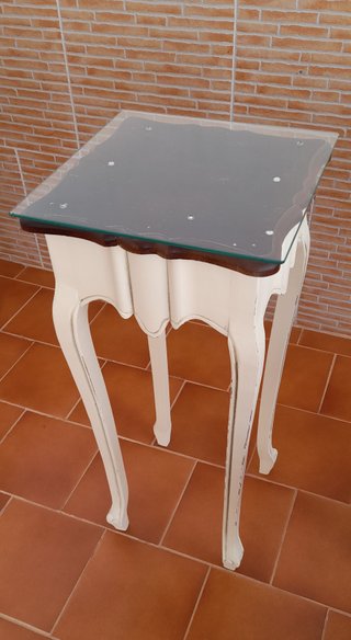 Juego 3 mesitas auxiliares cristal y madera