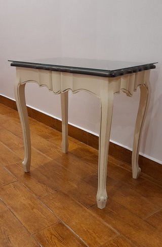 Juego 3 mesitas auxiliares cristal y madera