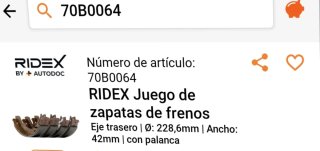 Zapatas de freno traseras RIDEX 70B0064