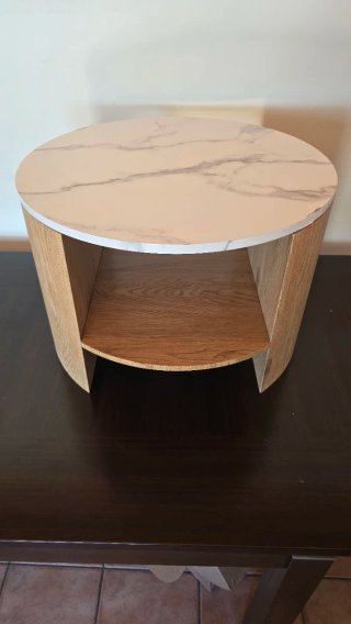 Mesa auxiliar DM natural con tapa blanca