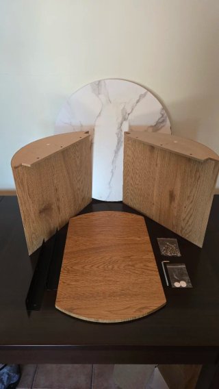 Mesa auxiliar DM natural con tapa blanca