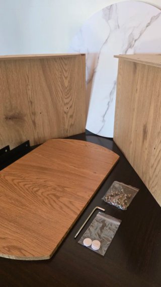 Mesa auxiliar DM natural con tapa blanca