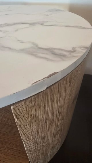 Mesa auxiliar DM natural con tapa blanca