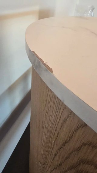 Mesa auxiliar DM natural con tapa blanca